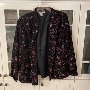 Dress Barn Black Blazer with Pink Floral Pattern
